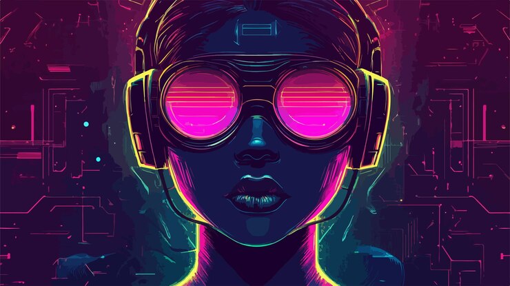 Vetor arte vetorial cibernética futurista para projetos de design gráfico