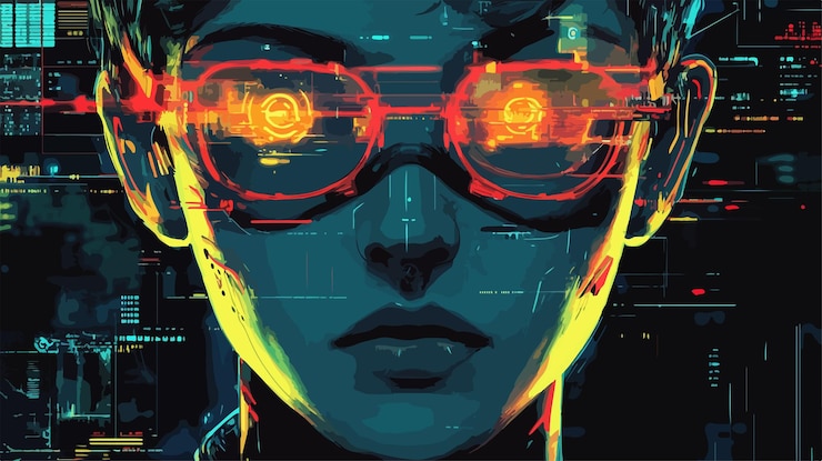 Vetor arte vetorial cibernética futurista para projetos de design gráfico