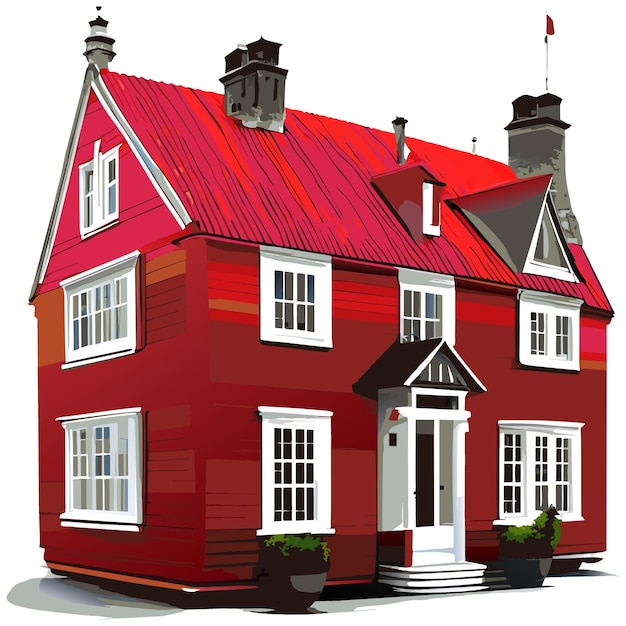Arte vetorial com linda casa colorida em estilo cartoon casa de estilo dinamarquês