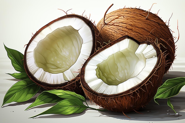 Arte vetorial de coco pintura de natureza morta ilustração plana