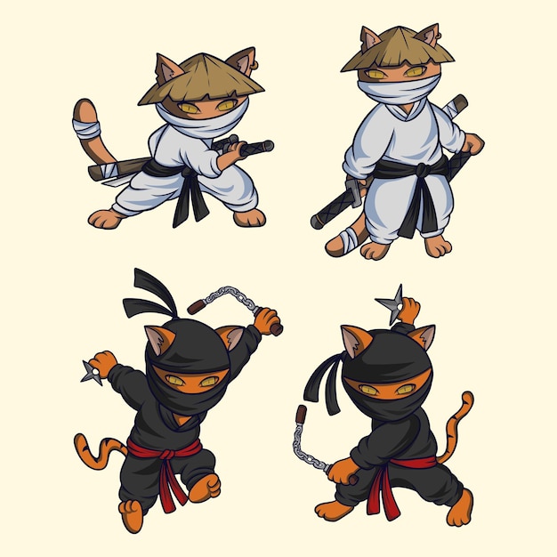 Ninja gato atacando Sprite imagem vetorial de gagu© 58267461