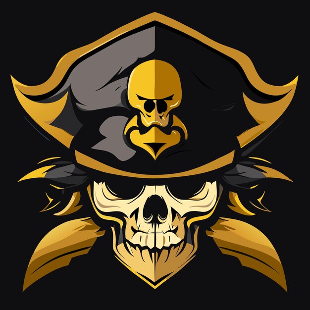 Vetor arte vetorial de ícone de crânio de pirata em negrito para camisetas