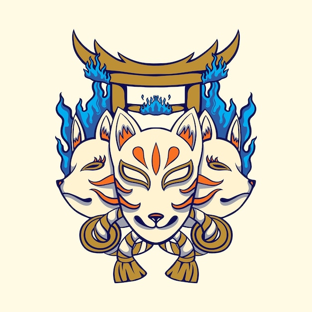 arte vetorial de máscara kitsune japonesa