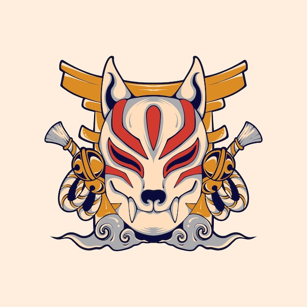Arte vetorial de máscaras Kitsune do Japão