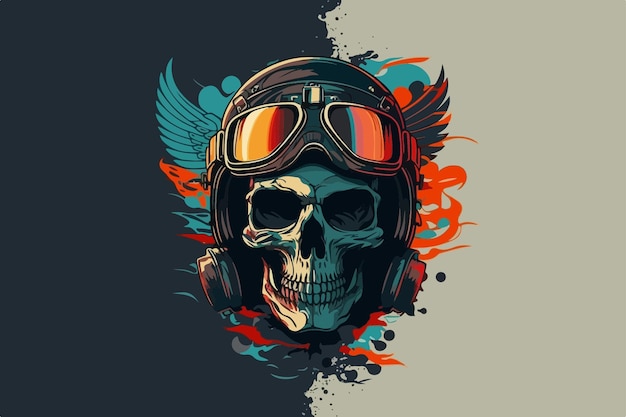 Arte vetorial de motociclista de caveira para camiseta