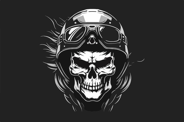 Vetor arte vetorial de motociclista de caveira para camiseta