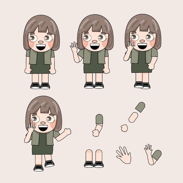 arte vetorial de proporção corporal de linda garota