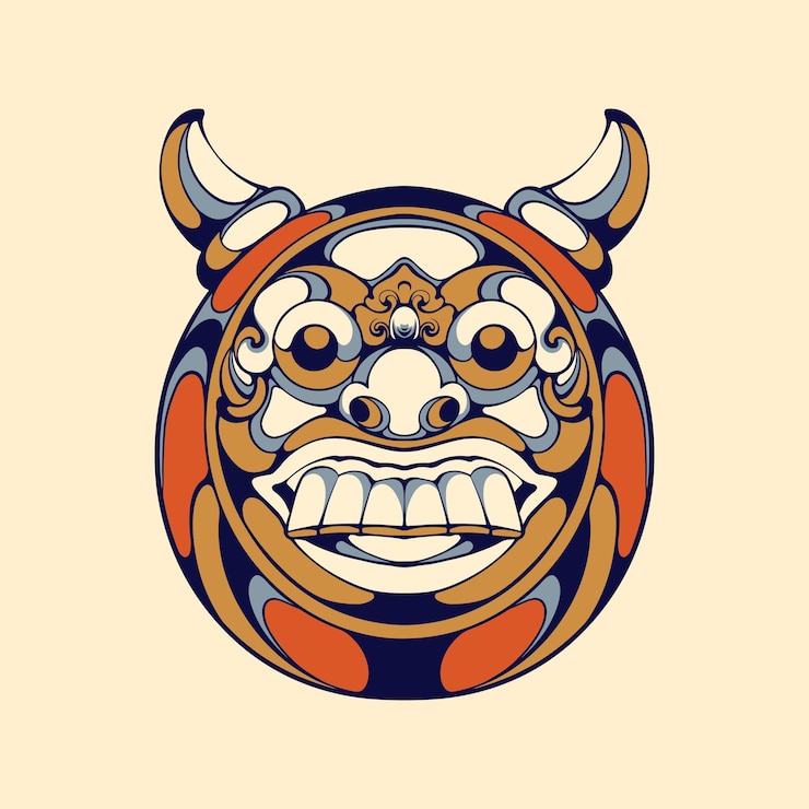 Vetor arte vetorial japonesa de máscaras daruma