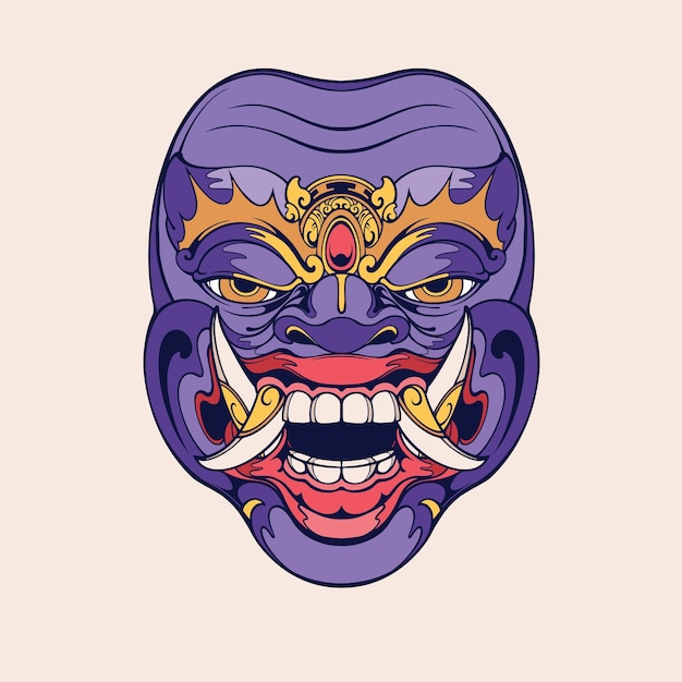 Arte vetorial tradicional de máscara balinesa 11