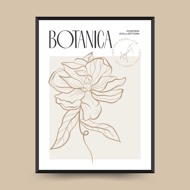 Artes elegantes da parede abstrata botânica. coleção de cartazes florais vetoriais.