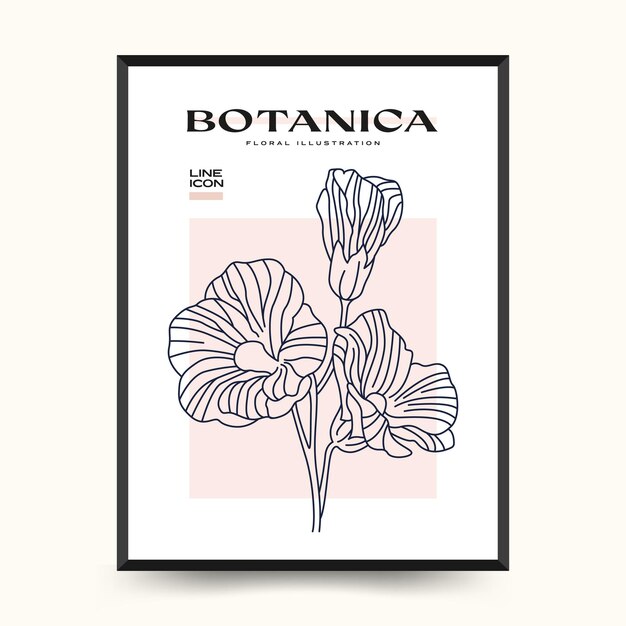 Artes elegantes da parede abstrata botânica. Coleção de cartazes florais vetoriais.