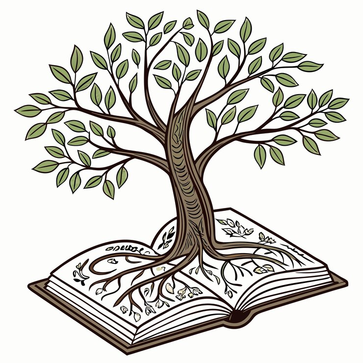Vetor árvore crescendo de um livro