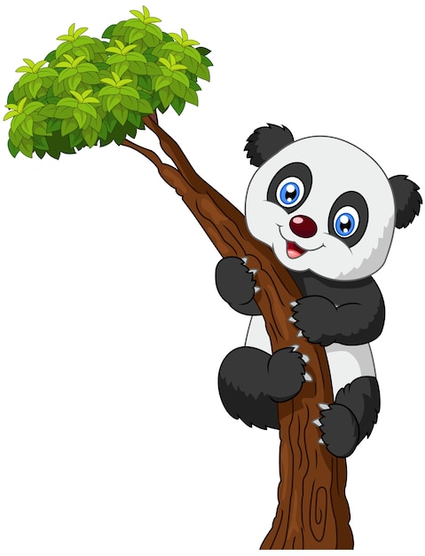 Árvore de escalada de panda bonito dos desenhos animados