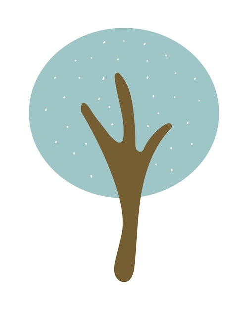 Árvore de inverno vetorial isolada em ilustração plana simples branca