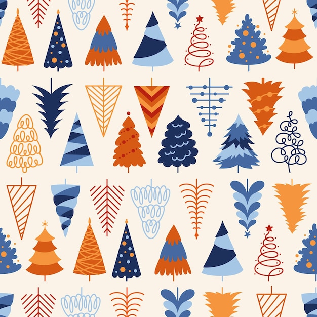 Árvore de natal ano novo padrão sem costura xmas símbolo tradicional de moda padrão de repetição sem limites