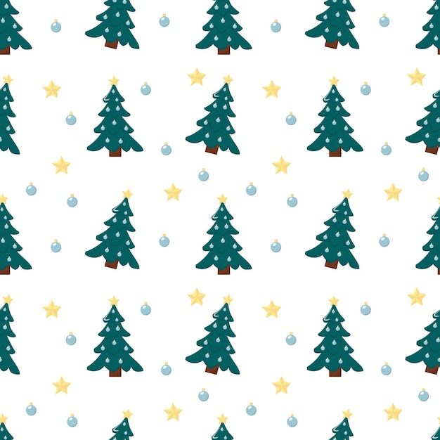 Árvore de Natal azul e brinquedos padrão de Natal Ano Novo papel de presente Imprimir sem costura