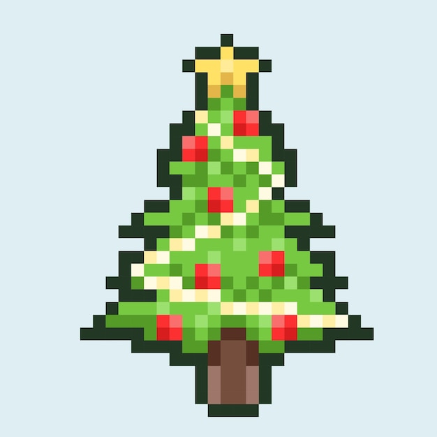 Vetor Árvore de natal bonita vetor de arte de pixel