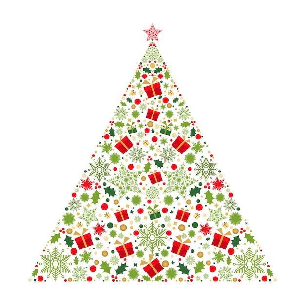 Árvore de Natal Decoração branca verde vermelha dourada Fundo de feliz ano novo