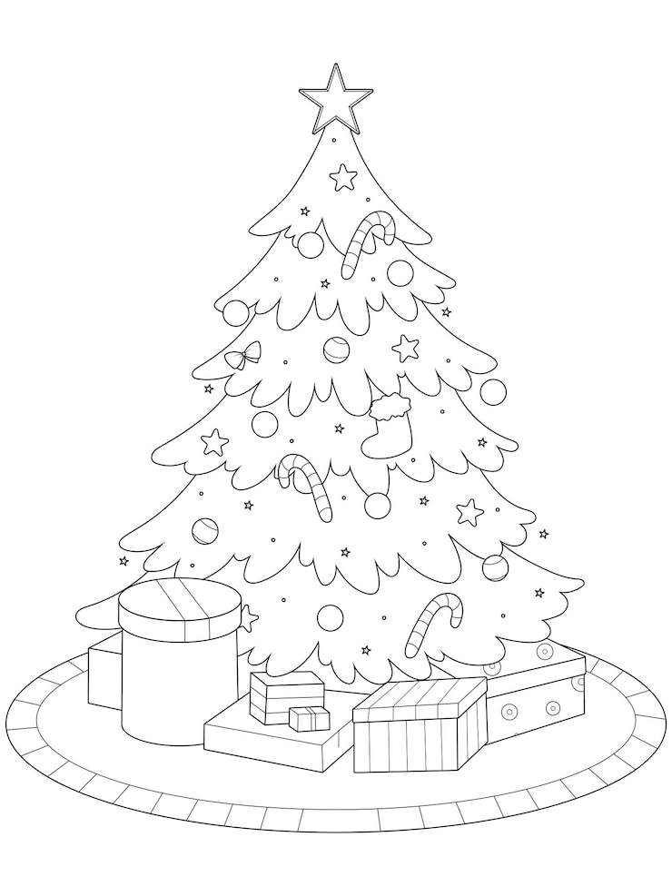 Vetor árvore de natal decorada com brinquedos debaixo da árvore ilustração em vetor objeto isolado