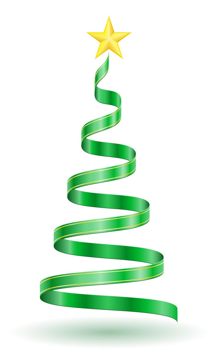 Vetor árvore de natal e ano novo feita de ilustração vetorial de fitas verdes isolada no fundo branco