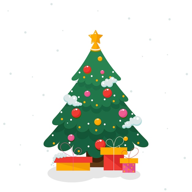 Árvore de Natal e caixa de presente