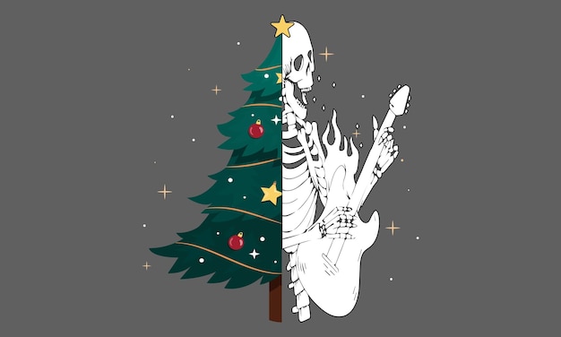 Árvore de natal e crânios árvore de nadal criativo crianças papel de neve tema de natal vector