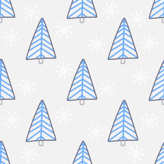 Árvore de natal e floco de neve sem costura ilustração vetorial de ano novo