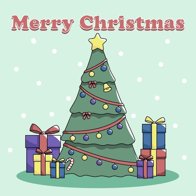 Árvore de Natal e vetor de presente