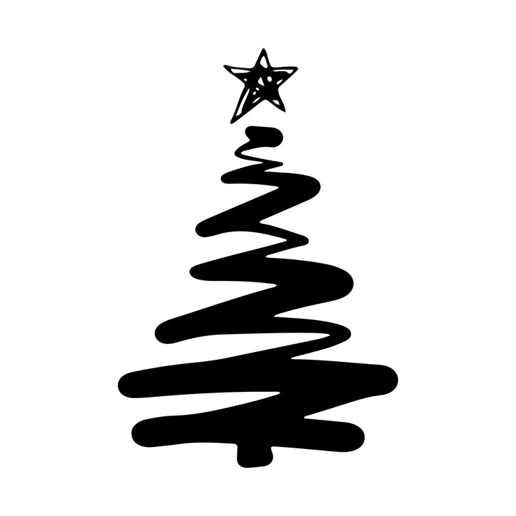 Vetor árvore de natal em estilo doodle. esboço desenhado à mão de uma árvore de natal. ilustração vetorial
