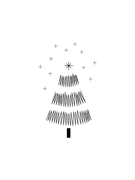 Árvore de natal esboço silhueta minimalismo ilustração vetorial simples formas doodle escandinavo