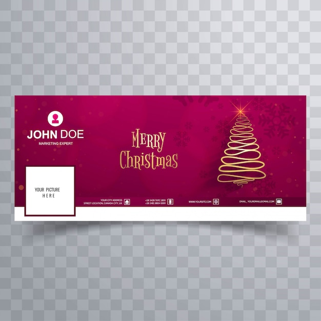 Vetor Árvore de natal feliz com o modelo de banner de capa do facebook