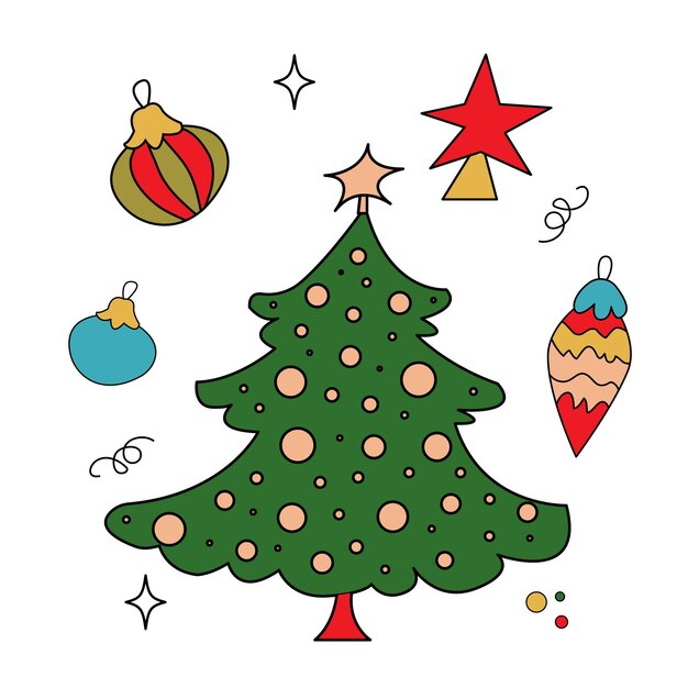 Árvore de Natal Feliz Natal e Feliz Ano Novo conjunto Santa Claus árvore de Natal presentes pão de gengibre