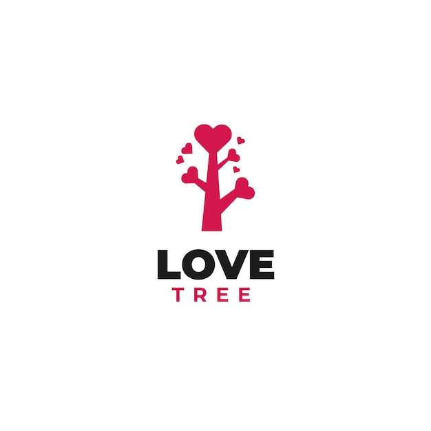 Árvore vetorial de ilustração vetorial de design de logotipo de amor