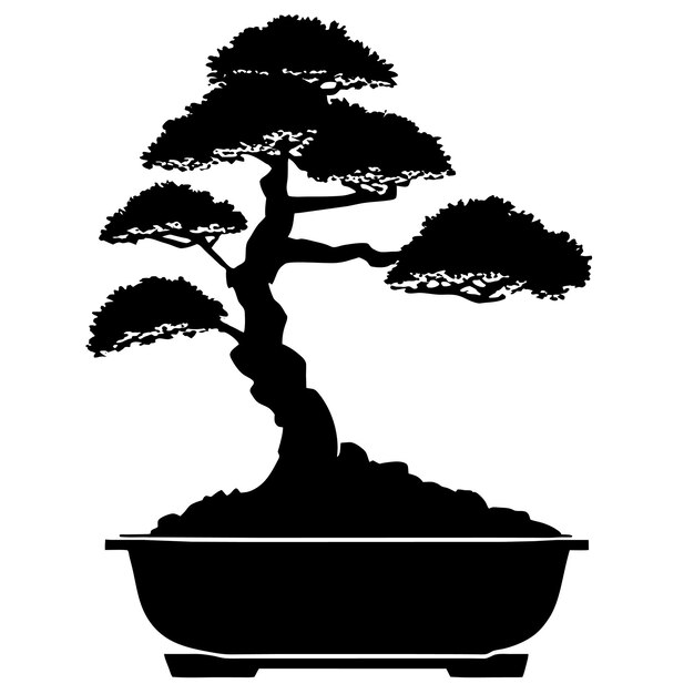 Vetor Árvores de bonsai japonesas cultivadas em contêineres ilustração vetorial