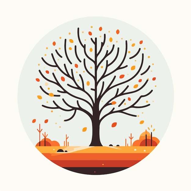Vetor Árvores no outono com um estilo de design plano simples