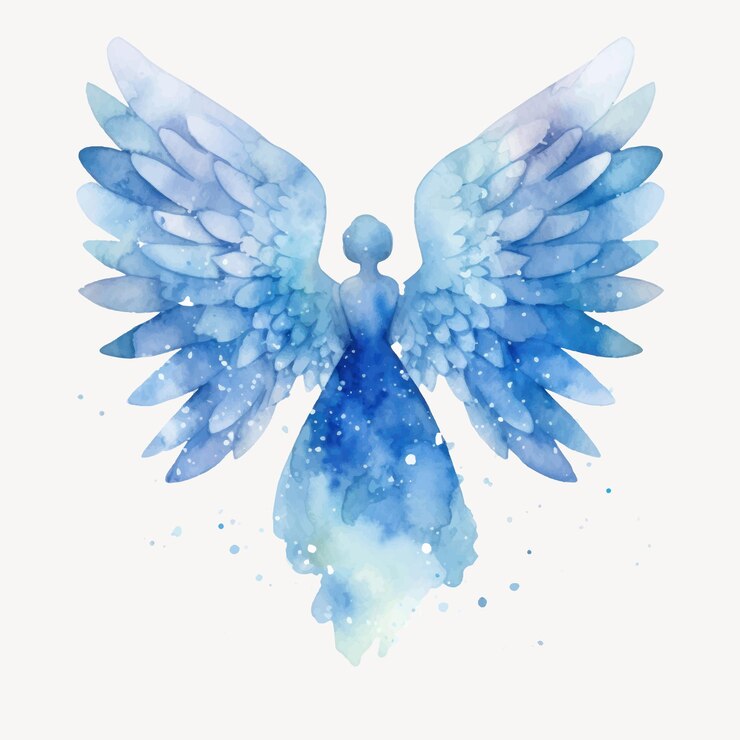 Vetor as asas de anjos de aquarela azul etéreo