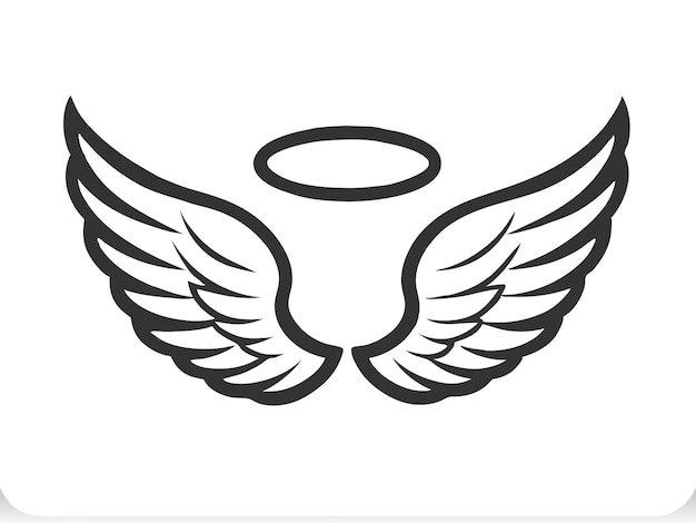 As asas de anjos minimalistas e o vetor de halo para logotipos espirituais e memoriais