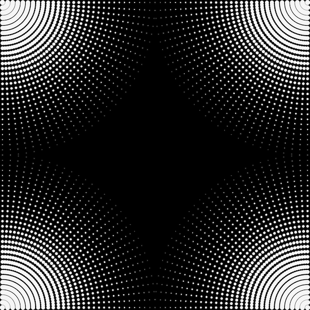 As bolas de círculos em preto e branco em um fundo preto são isoladas