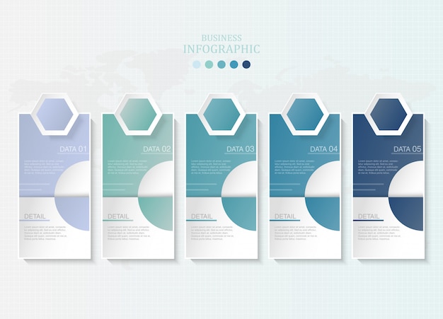 As cores azuis forram o infographics e os ícones para o conceito atual do negócio.