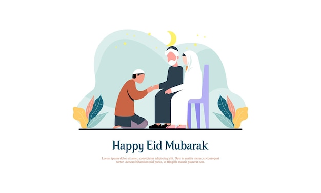 As famílias de Eid alFitr visitam umas às outras a tradição das ilustrações de Eid