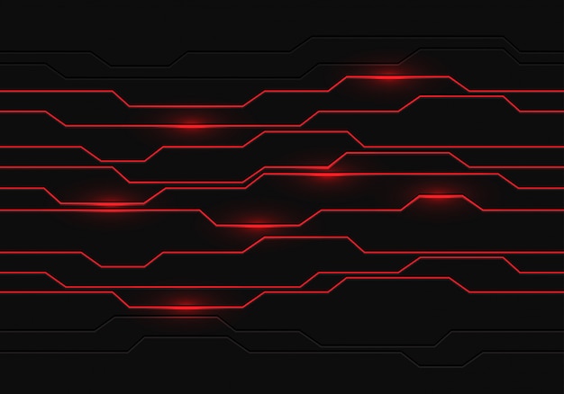 As linhas vermelhas iluminam-se geométrico no fundo futurista cinzento escuro.