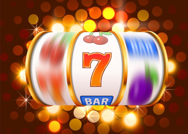 As moedas douradas da slot machine ganham o jackpot. 777 cassino para grandes ganhos