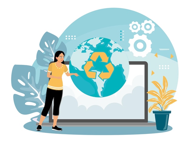 As mulheres promovem o conceito de reciclagem global para a sustentabilidade ambiental