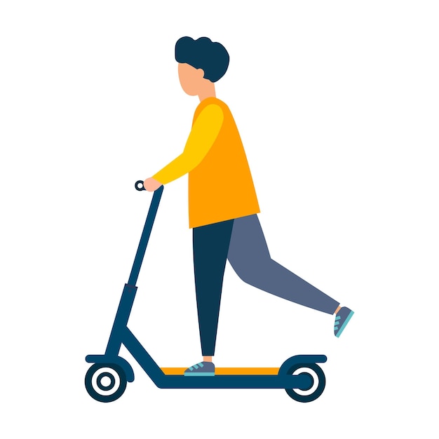 As pessoas andam de scooters. ilustração moderna. vetor plano. isolado em um fundo branco.