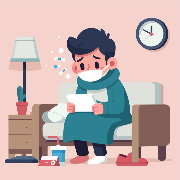 Vetor as pessoas estão doentes com um estilo de design simples e plano.