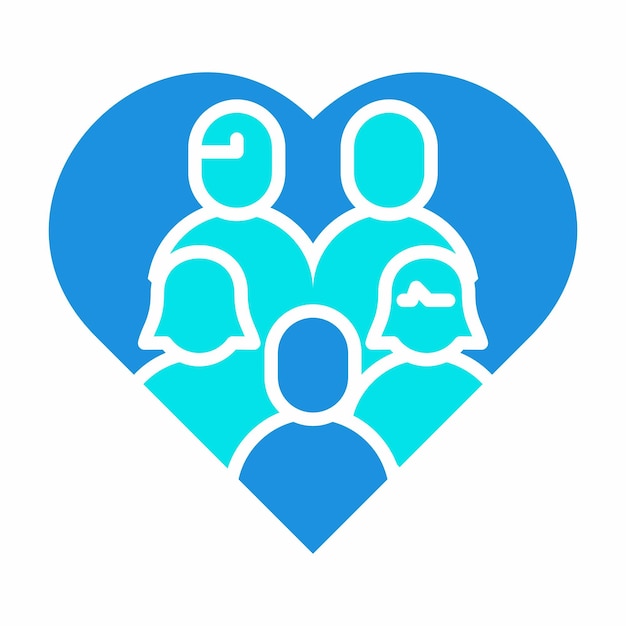 Vetor as pessoas juntas adoram o ícone azul do botão logotipo do design da comunidade