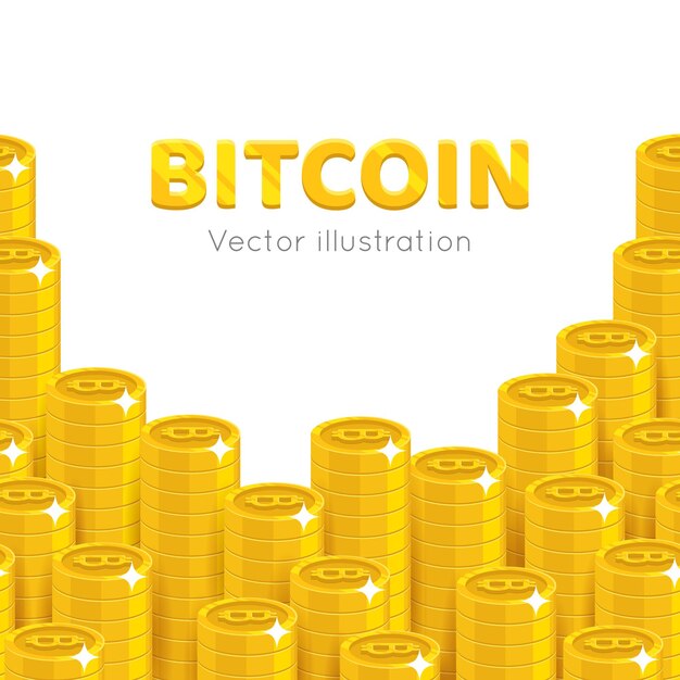 Vetor as pilhas de bitcoin em ascensão