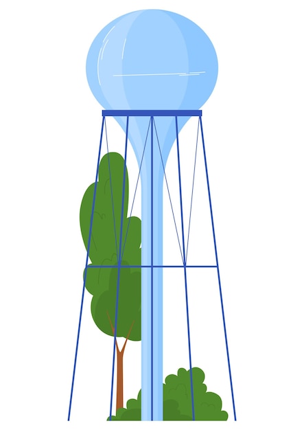 Vetor as torres de água protegem a ilustração vetorial do estilo dos desenhos animados do tanque de armazenamento de água isolada em