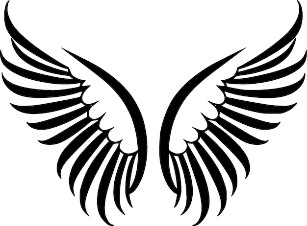 Asas de anjo preto e branco ilustração vetor ícone isolado