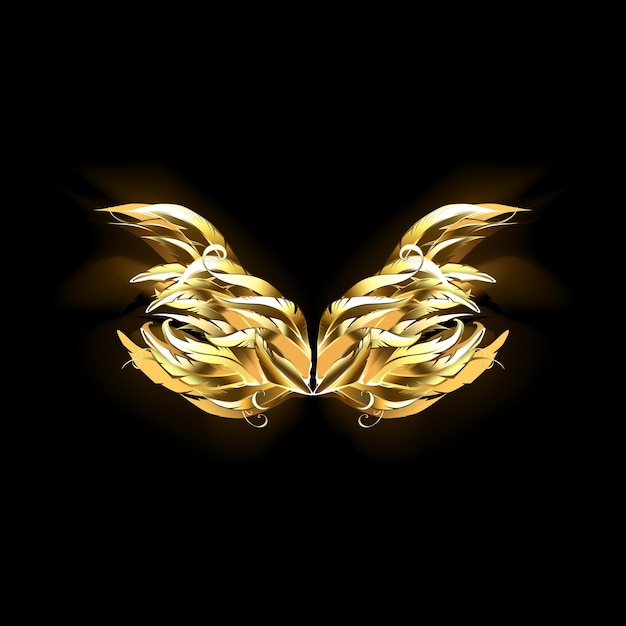 Asas de ouro com sombra brilhante incríveis asas de anjo
